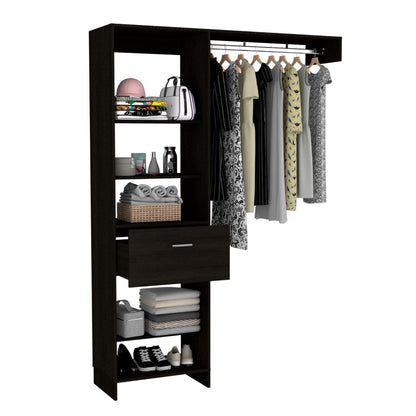 150 Closet System British, Metal Rod, One Drawer, Black Wengue Finish | Home Improvement