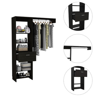 150 Closet System British, Metal Rod, One Drawer, Black Wengue Finish | Home Improvement