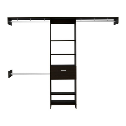 250 Closet System British, One Drawer, Three Metal Rods, Black Wengue | Furniture