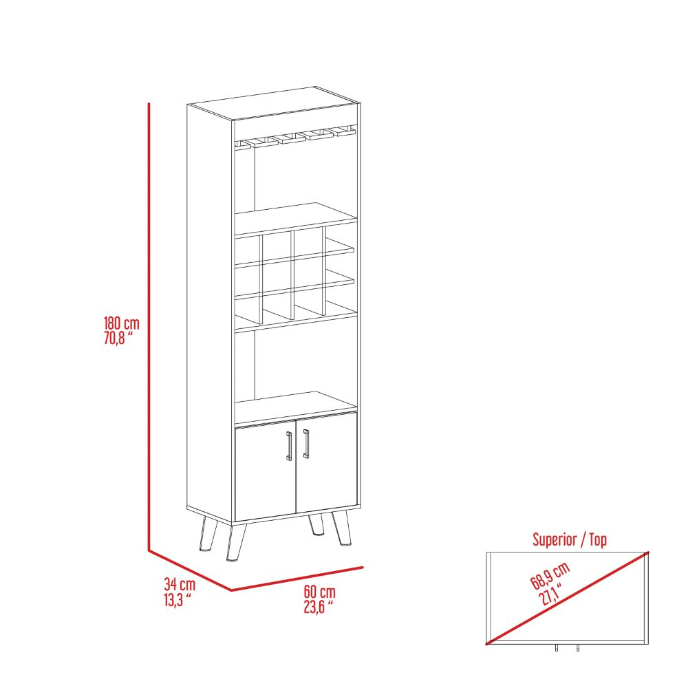 Bar Cabinet Bull, Twelve Wine Cubbies, Rack, Dark Walnut Finish