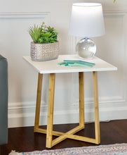 Load image into Gallery viewer, Eccostyle Solid Bamboo Frame Square End Table - White
