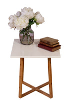 Load image into Gallery viewer, Eccostyle Solid Bamboo Frame Square End Table - White
