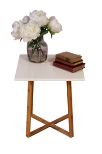 Eccostyle Solid Bamboo Frame Square End Table - White