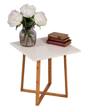 Load image into Gallery viewer, Eccostyle Solid Bamboo Frame Square End Table - White
