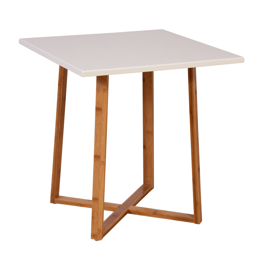 Eccostyle Solid Bamboo Frame Square End Table - White