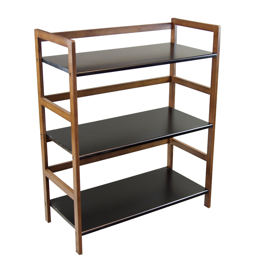 Eccostyle 3-Tier Bamboo Frame Stackable Bookshelf - Caramel & Black