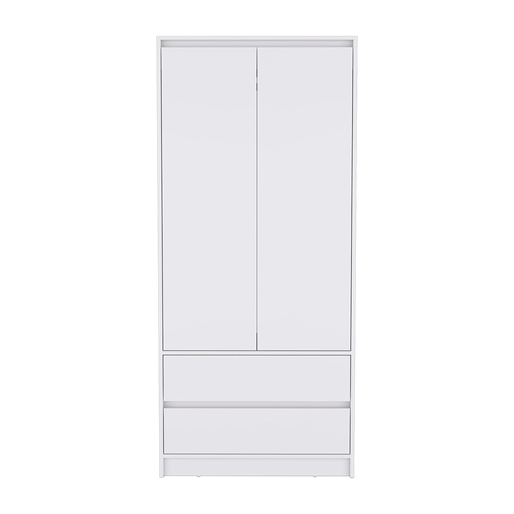 Armoire Closher, Two Drawers, White Finish