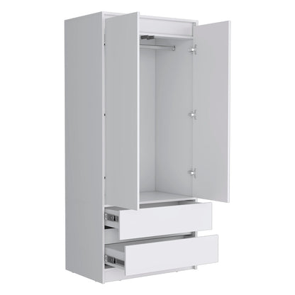 Armoire Closher, Two Drawers, White Finish