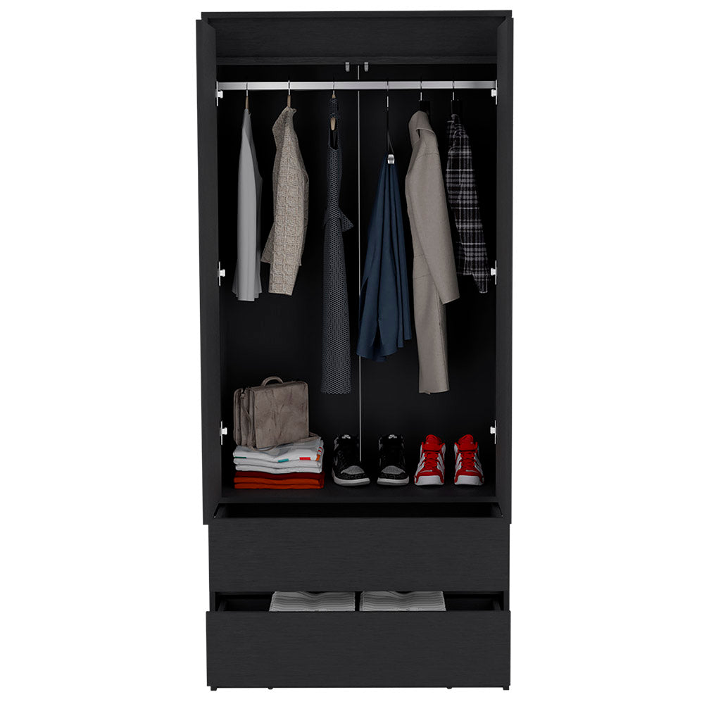 Armoire Closher, Two Drawres, Black Finish