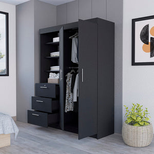 Armoire Rumanu, Three Drawers, Black Wengue Finish