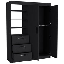 Load image into Gallery viewer, Kenya 2 Piece Bedroom Set, Armoire + Nightstand, Black Wengue Finish
