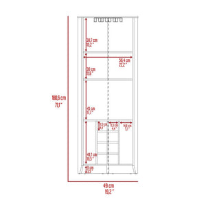 Corner Bar Cabinet  Castle, Three Shelves, Eight Wine Cubbies, Aged