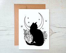 Load image into Gallery viewer, Cat and Crystal Card - Blank Inside with Kraft Envelope
