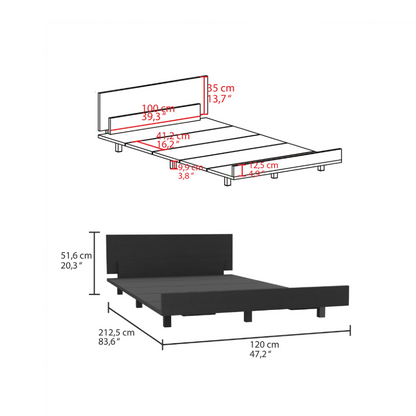 Twin Bed Base Cervants, Frame, Black Wengue Finish