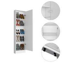 Load image into Gallery viewer, Shoe Rack Chimg, Mirror, Five Interior Shelves, Single Door Cabinet,
