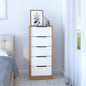 5 Drawers Dresser Maryland, Metal Handle, White / Pine Finish | Furniture