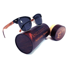 Load image into Gallery viewer, Real Walnut Wood Club Style Sunglasses With Bamboo Case, Polarized
