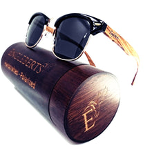 Load image into Gallery viewer, Real Walnut Wood Club Style Sunglasses With Bamboo Case, Polarized
