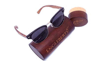 Load image into Gallery viewer, Real Walnut Wood Club Style Sunglasses With Bamboo Case, Polarized
