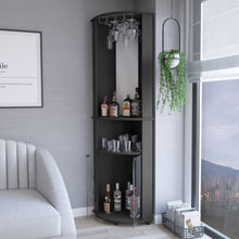 Load image into Gallery viewer, Corner Bar Cabinet Rialto, Three Shelves, Black Wengue Finish
