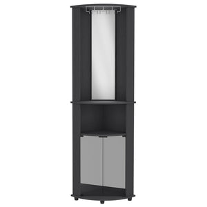 Corner Bar Cabinet Rialto, Three Shelves, Black Wengue Finish