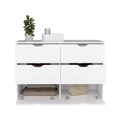 Dresser Curio, Four Drawers, White Finish