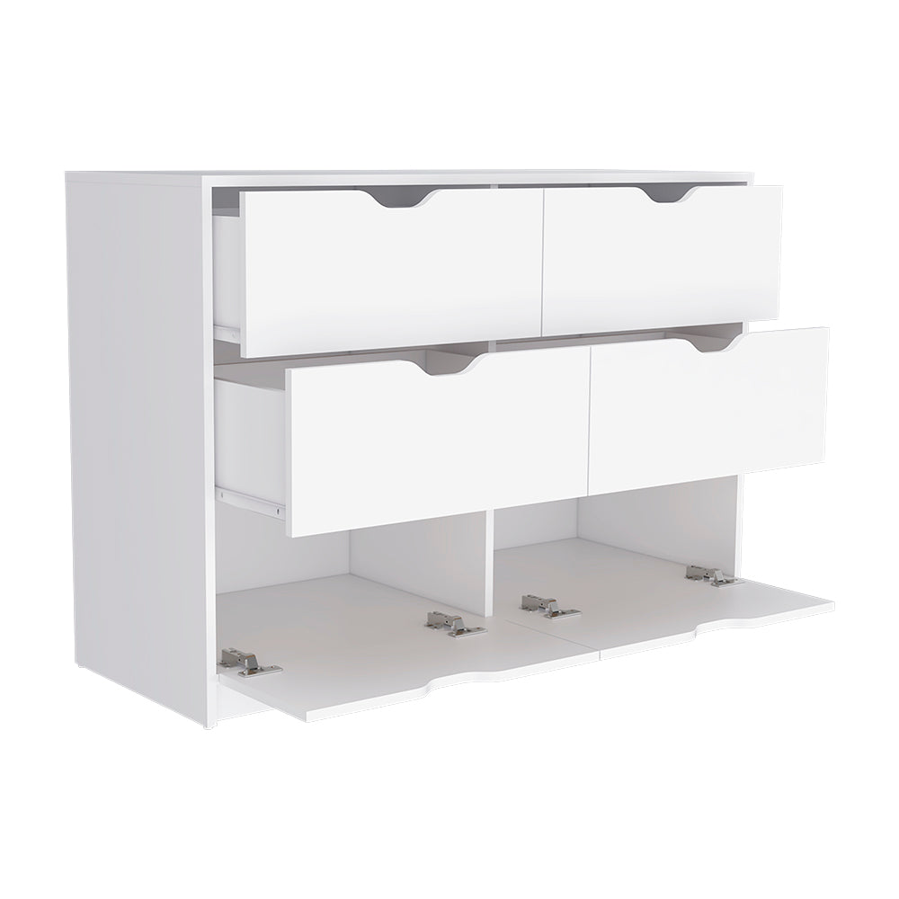 Dresser Curio, Four Drawers, White Finish