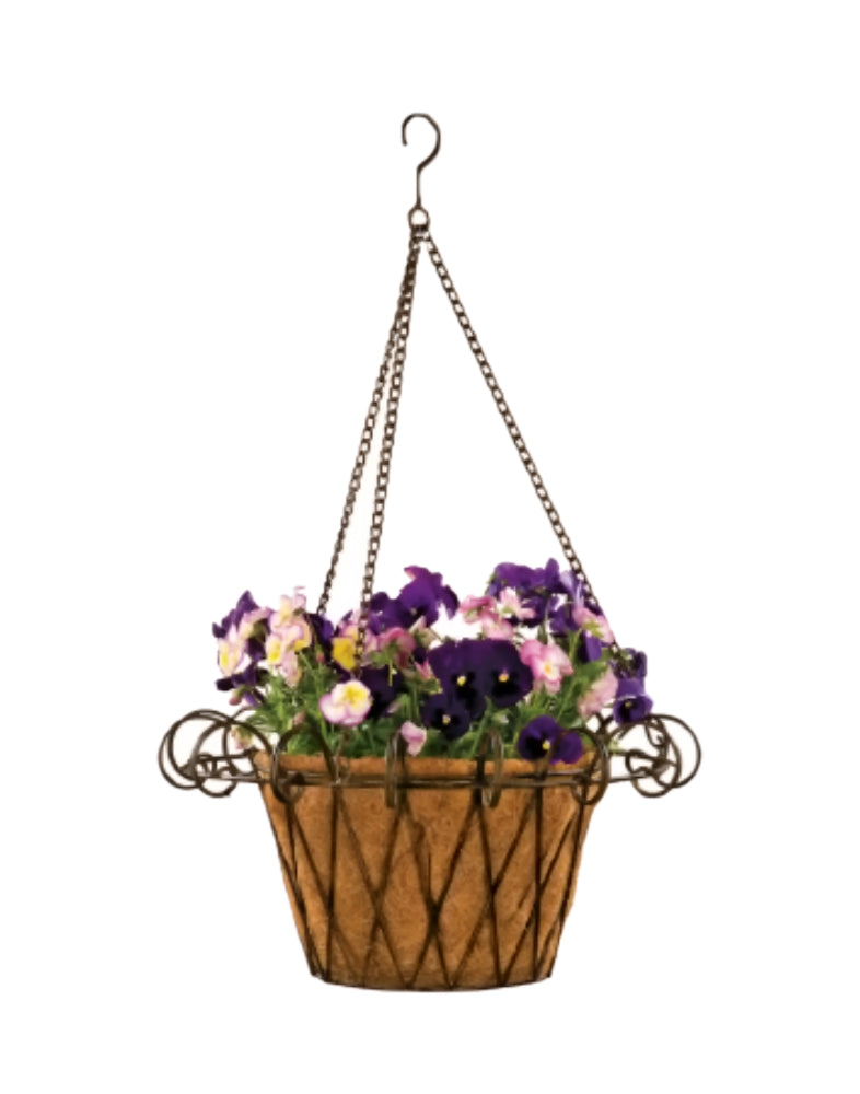 Deer Park BA131 French Hanging Basket with coco liner, Natural Patina,