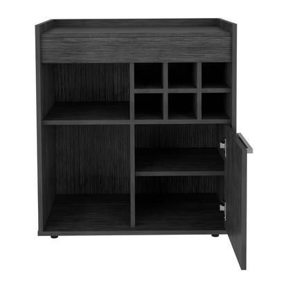 Bar Cabinet Dext, Two Concealed Shelves, Six Wine Cubbies, Light Gray