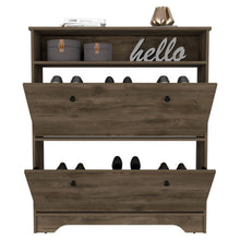 Load image into Gallery viewer, Shoe Rack Dublin, One Open Shelf, Two Extendable Cabinets, Dark Brown
