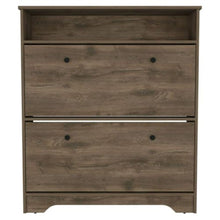 Load image into Gallery viewer, Shoe Rack Dublin, One Open Shelf, Two Extendable Cabinets, Dark Brown
