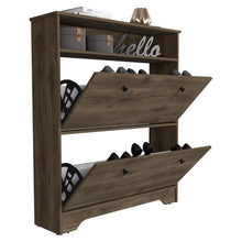 Load image into Gallery viewer, Shoe Rack Dublin, One Open Shelf, Two Extendable Cabinets, Dark Brown
