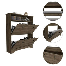 Load image into Gallery viewer, Shoe Rack Dublin, One Open Shelf, Two Extendable Cabinets, Dark Brown
