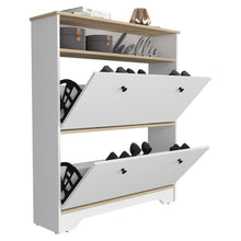 Load image into Gallery viewer, Shoe Rack Dublin, One Open Shelf, Two Extendable Cabinets, Light Oak /
