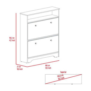 Shoe Rack Dublin, One Open Shelf, Two Extendable Cabinets, Light Oak /