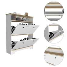 Load image into Gallery viewer, Shoe Rack Dublin, One Open Shelf, Two Extendable Cabinets, Light Oak /
