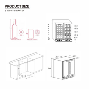 Empava BR04D Dual Zone Wine & Beverage Cooler Fridge