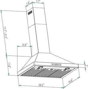 Empava 30RH03 30 in. 380 CFM Wall Mount Range Hood