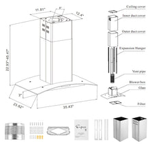 Load image into Gallery viewer, Empava 36RH09 36 in. 400 CFM Kitchen Island Wall Mount Ducted Range
