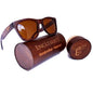 Sienna Wooden Sunglasses With Bamboo Case, Tea Polarized Lenses