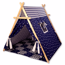 Load image into Gallery viewer, Blue Stars Play Tent and Play Mat
