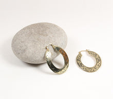 Load image into Gallery viewer, Engraved Brass Tribal Hoop Earrings
