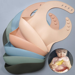 Fashionable silicon Breastplate Baby Bib Waterproof Solid Infant