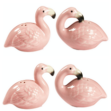 Load image into Gallery viewer, Pink Flamingo Salt &amp; Pepper Set | 2 Sets, 4 Stoneware Pink Glazed
