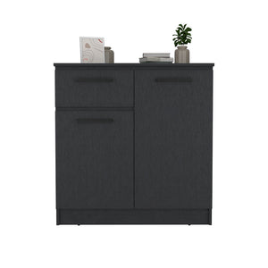 Dresser Carlin, Drawer and 2 Door Cabinets, Black Wengue Finish