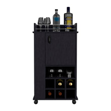 Load image into Gallery viewer, Bar Cart with Casters Reese, Six Wine Cubbies and Single Door, Black
