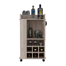 Load image into Gallery viewer, Bar Cart with Casters Reese, Six Wine Cubbies and Single Door, Light
