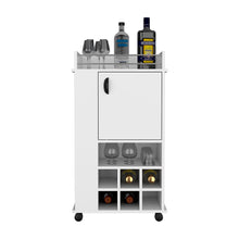 Load image into Gallery viewer, Bar Cart with Casters Reese, Six Wine Cubbies and Single Door, White
