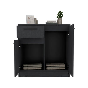 Dresser Carlin, Drawer and 2 Door Cabinets, Black Wengue Finish