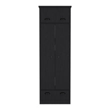 Load image into Gallery viewer, Armoire with Two-Doors Dumas, Top Hinged Drawer and 1-Drawer, Black
